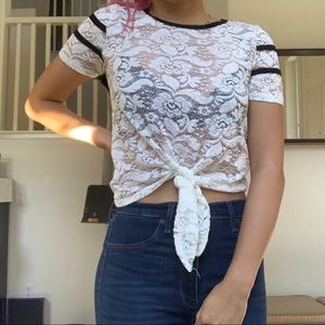 Cut Out White Varsity Tee